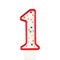 Party Central Pack of 6 White and Red Polka Dot Numeral "1" Birthday Party Candles 3"